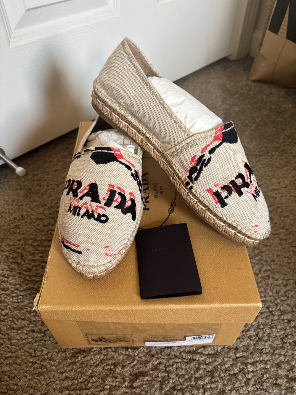 AUTHENTIC PRADA  Canvas Espadrilles with box size 37